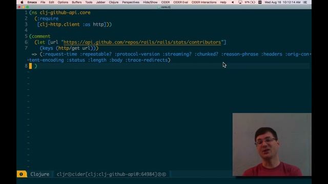 Clojure for Rubyists - accessing the GitHub API смотреть онлайн