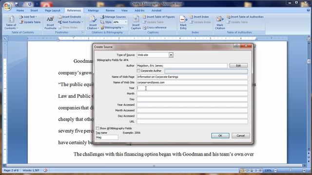 Create a Bibliography in Word 2007.mov смотреть онлайн