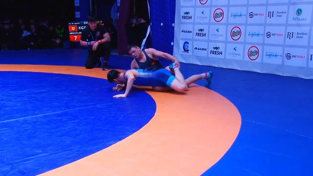 ВОЛЬНАЯ БОРЬБА. Чемпионат Кыргызстана-2024. 70 кг 1\32 Нурдан Абылмажинов-Бакай Казаков смотреть онлайн