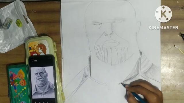thanos face sketch #marvel #sketch смотреть онлайн