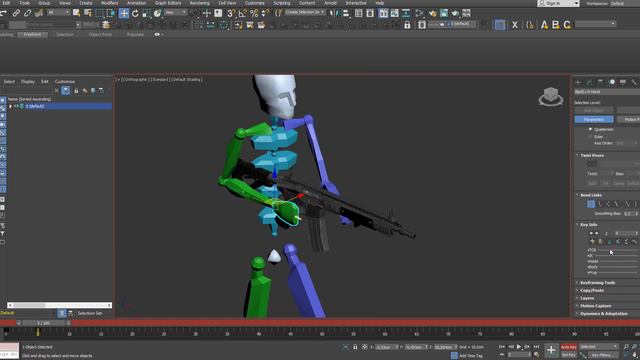 3ds max Biped линкуем руки к объекту. Стреляем из автомата смотреть онлайн