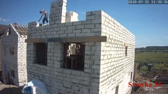 Строительство дома из газобетона за 5 минут. Таймлапс смотреть онлайн