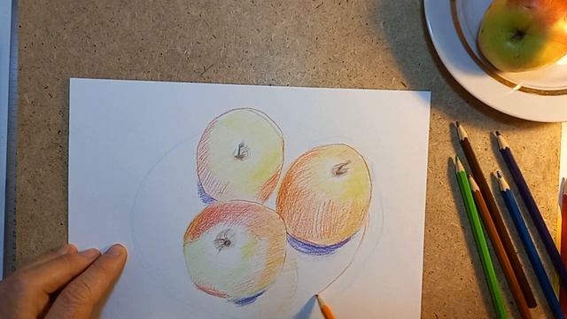 Новый проект Рисую и учусь на пенсии вместе со всеми.Цветные карандаши.Яблоки смотреть онлайн