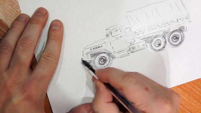 Как нарисовать машину Урал 4320-01 быстрый скетч / Рисую грузовик Урал смотреть онлайн