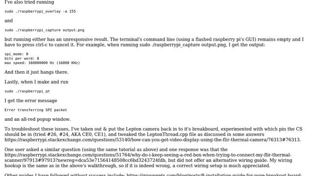 Raspberry Pi: Errors with Lepton FLIR: Red square, unresponsive capture/overlay смотреть онлайн