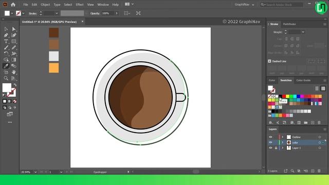 How to draw a Coffee Cup in adobe illustrator | Coffee Cup Vector Tutorial смотреть онлайн