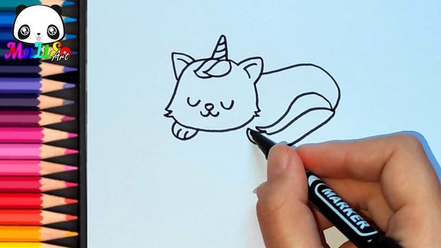 Как нарисовать КОТИКА ЕДИНОРОГА просто | Рисуем простые рисунки | Як намалювати котика єдинорога смотреть онлайн