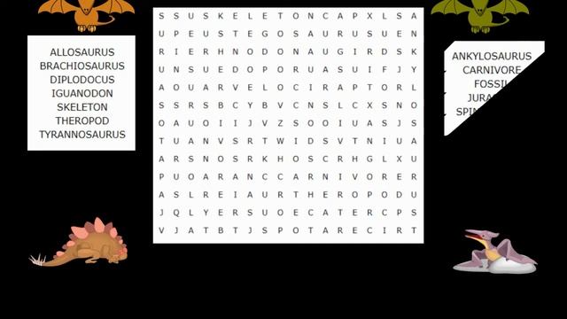Word Search Game In English | Dinosaur Word Search | Word Search Puzzles