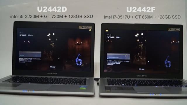 Gigabyte Ultrabook U2442F VS U2442D - ResidentEvil6 Benchmark смотреть онлайн