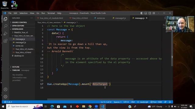 JavaScript and VUE: Introduction -- two versions -- one uses a module смотреть онлайн