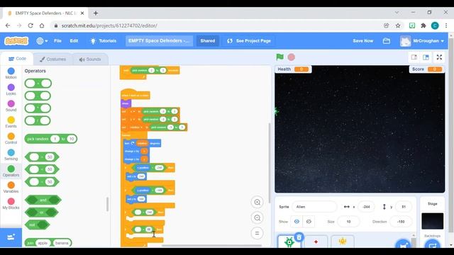 Confident At Second Level - Space Defenders Code-along