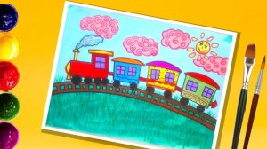 Как нарисовать паровозик #паровозик #рисование #пошаговыйрисунок