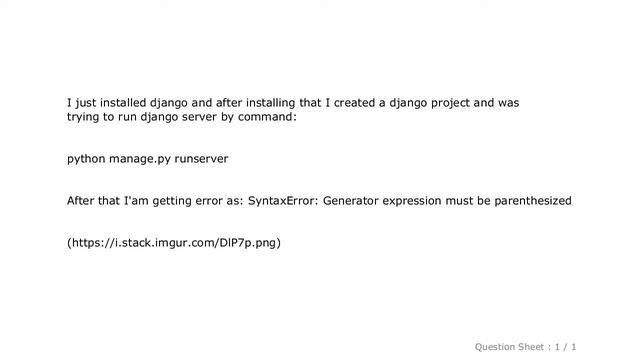 Django : SyntaxError: Generator expression must be parenthesized смотреть онлайн