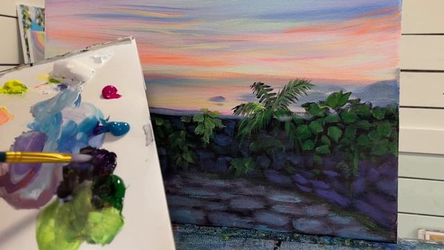 How To Paint “A Beautiful View” Seascape | Garden | acrylic Painting Tutorial смотреть онлайн