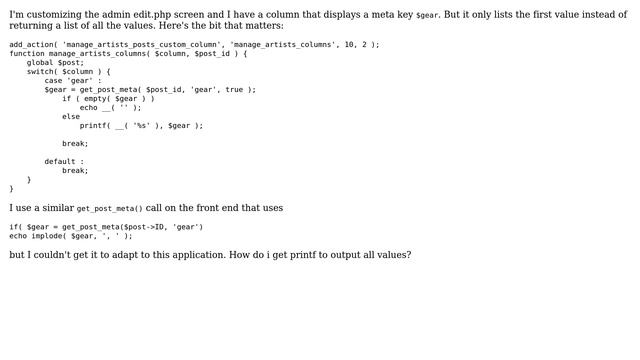 Wordpress: function to return comma separated list of meta values смотреть онлайн