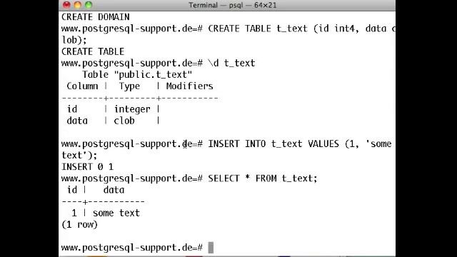 PostgreSQL: Data type abstraction using CREATE DOMAIN смотреть онлайн
