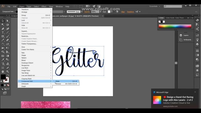 how to create Glitter text effect easy way in adobe Illustrator / clipping mask in Illustrator смотреть онлайн
