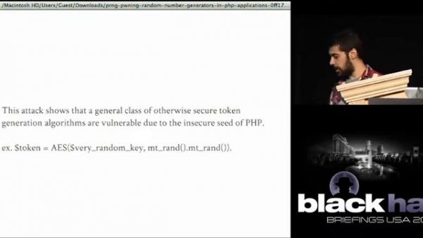 Blackhat 2012: Random Number Generator in PHP