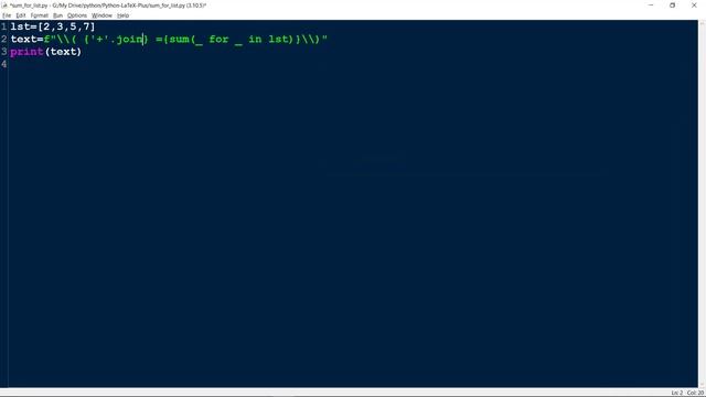 [code python in 1 minute] Biểu diễn phép toán tổng của một dãy số bất kỳ với kỹ thuật f-string смотреть онлайн