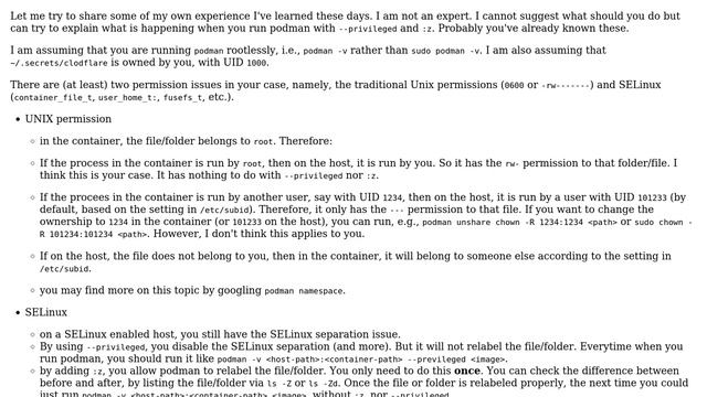 Mount file with 0600 permissions to podman смотреть онлайн