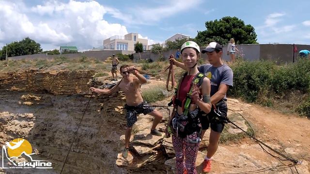 Маша cape Fiolent Rope jumping with Skyline x-team in Crimea смотреть онлайн