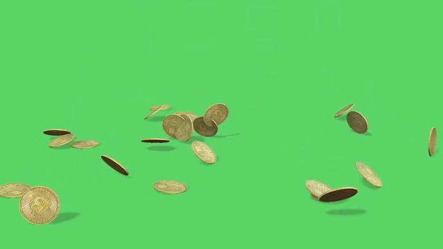 Bit coin raining green screen, chroma key effect. FREE TO USE STOCK FOOTAGE смотреть онлайн