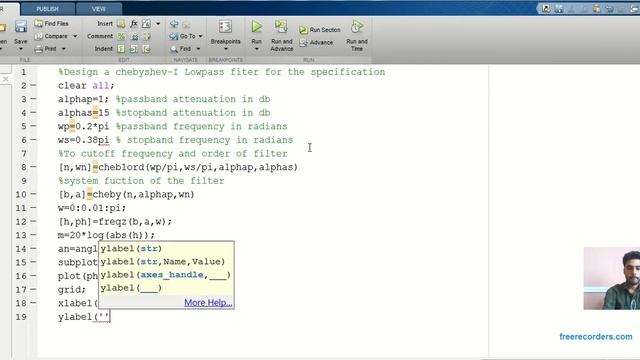 Design of Chebyshev Type I lowpass filter using MATLAB смотреть онлайн