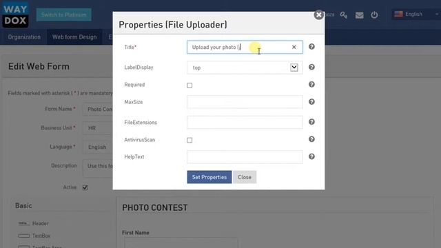 Photo Contest - Waydox Web Form Editor - Free Form Builder Trial