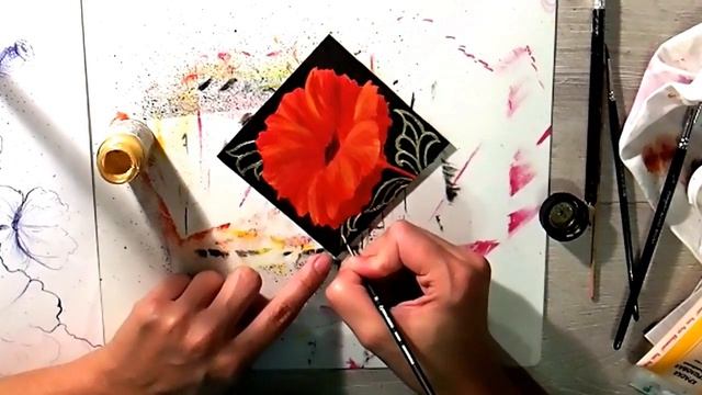 Как нарисовать цветок мака. Акрил. смотреть онлайн