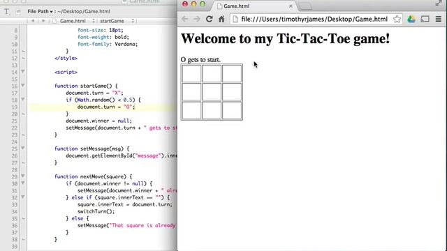 Learning HTML and JavaScript with a Tic-Tac-Toe Game: Lesson 6 смотреть онлайн