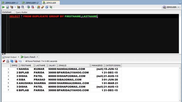 SQL query to select duplicate rows from a table | sql interview questions and answers смотреть онлайн