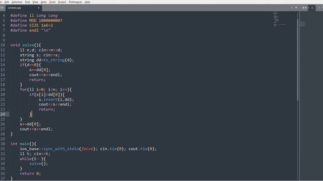 A. Insert Digit | Codeforces Round 863 (Div. 3) | Codeforces Solution смотреть онлайн