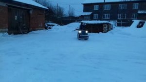 Чистка снега передним одаптером для мотоблока.