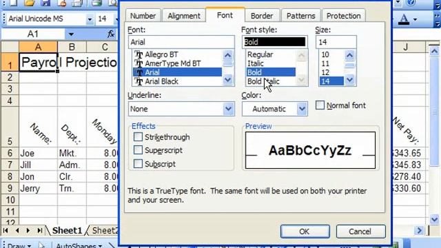 Excel 2003 Tutorial The Font Tab Microsoft Training Lesson 7.5 смотреть онлайн