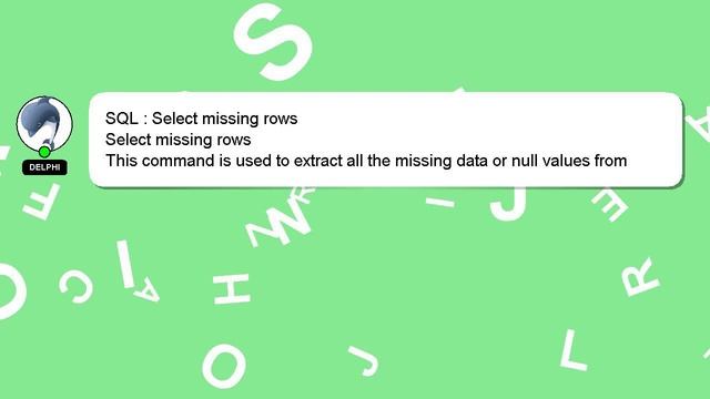 SQL : Select missing rows смотреть онлайн