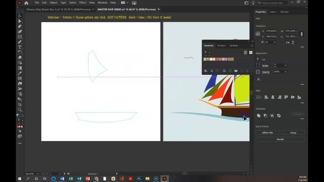 Illustrator Ship Pencil Tool, Pattern Edits, Text Paths and Drop Shadow смотреть онлайн