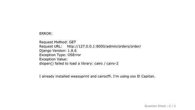 Django : dlopen() failed to load a library: cairo / cairo-2 смотреть онлайн