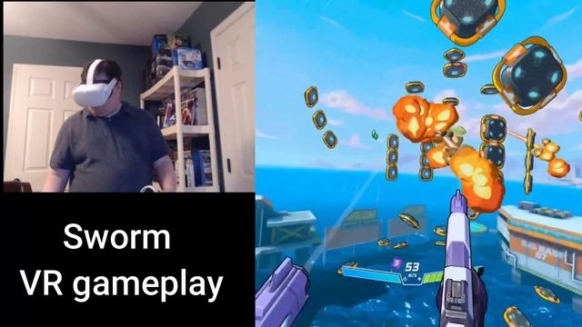Swarm Oculus Quest 2 GAMEPLAY - this game is like Spider-Man with space invaders смотреть онлайн