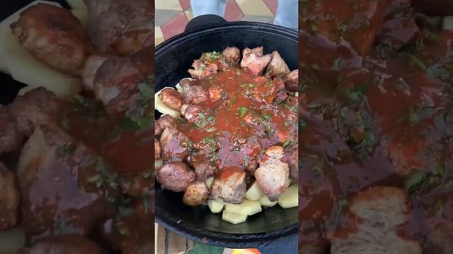 Мясо в казане, в томатном соусе ♨️ смотреть онлайн