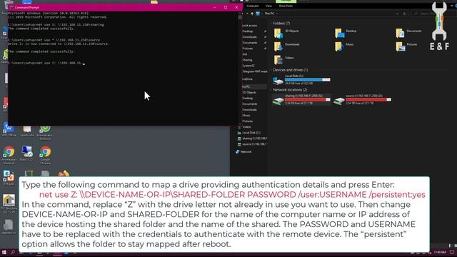 How to map network drive using Command Prompt on Windows 10 смотреть онлайн