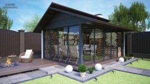 беседка с мангалом барбекю в стиле лоф #5