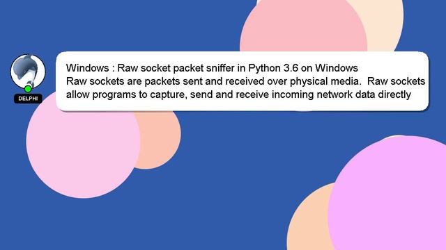 Windows : Raw socket packet sniffer in Python 3.6 on Windows смотреть онлайн