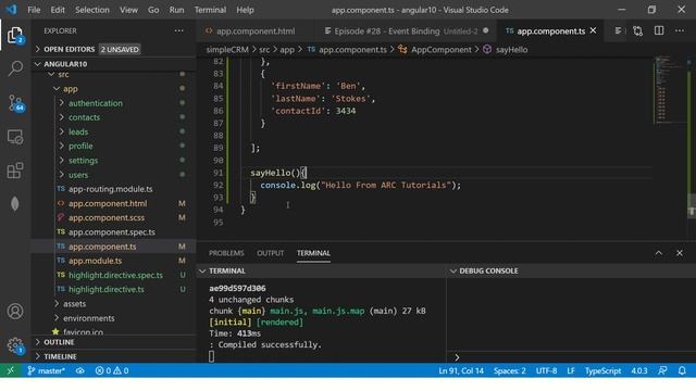 Angular 10 Tutorial #28 - Event Binding in Angular | Angular 10 Tutorial For Beginners смотреть онлайн