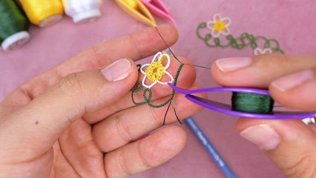 Shuttle Tatting | Floral Bookmark Tutorial ENG SUB 1080p смотреть онлайн