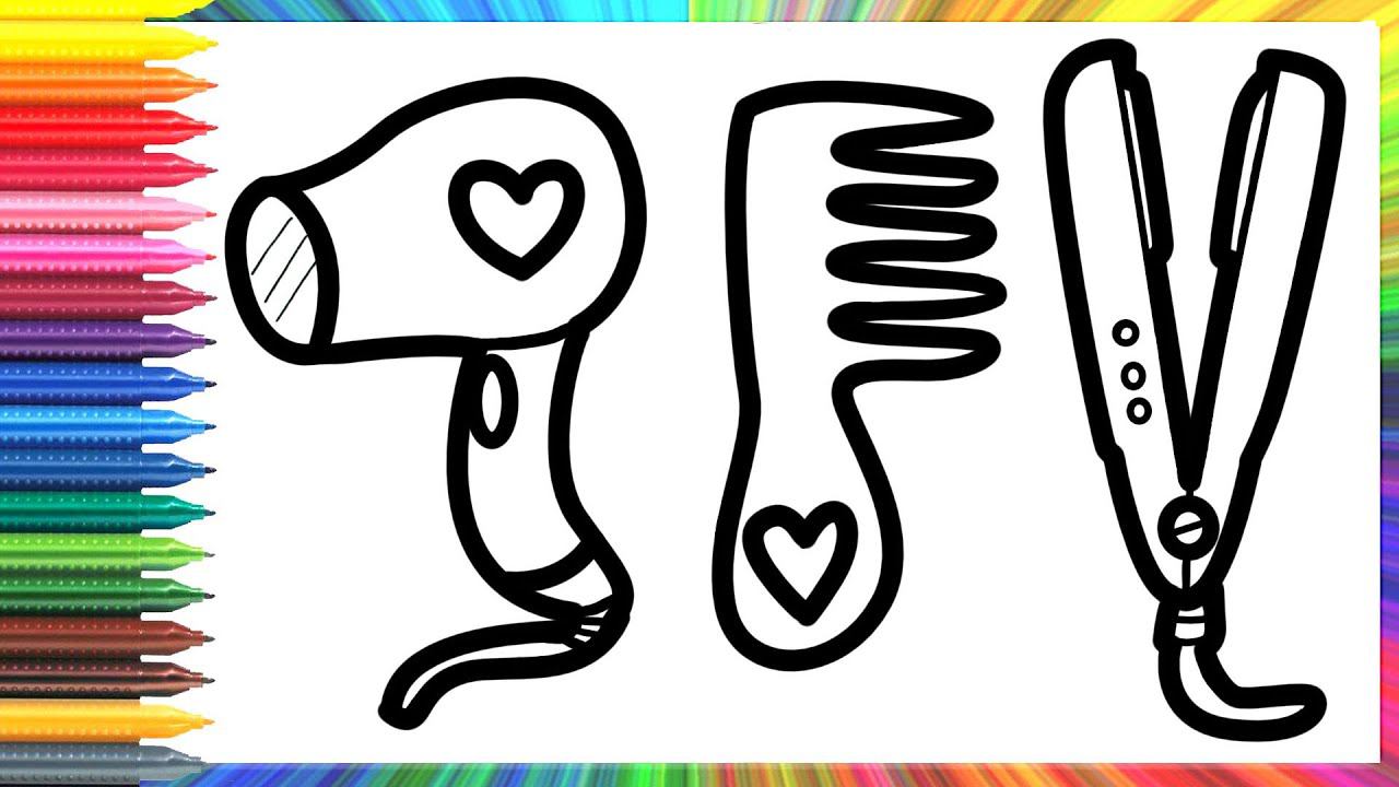 How to Draw a Hair dryer Comb and Hair Straightener for Children смотреть онлайн