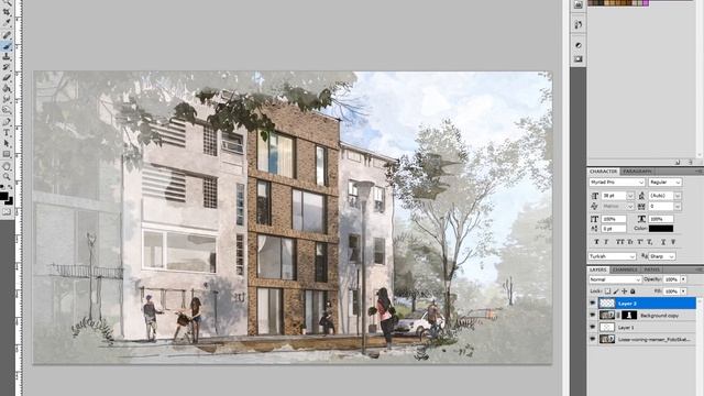 Architecture Sketch Photoshop Effect Tutorial смотреть онлайн