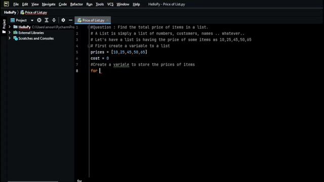 Python program to Calculate Total price of items in list | Lists in Python смотреть онлайн