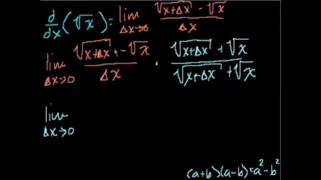 Доказательство производной Dy/dx(sqrt(x))
