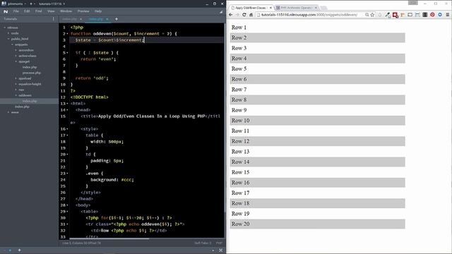 How to Create a Zebra Striped Table With Odd Even Row Colors Using PHP смотреть онлайн