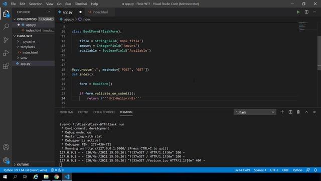 Kurs Python i Flask - tworzenie aplikacji webowych - Flask-WTF – instalacja i pierwszy formularz смотреть онлайн